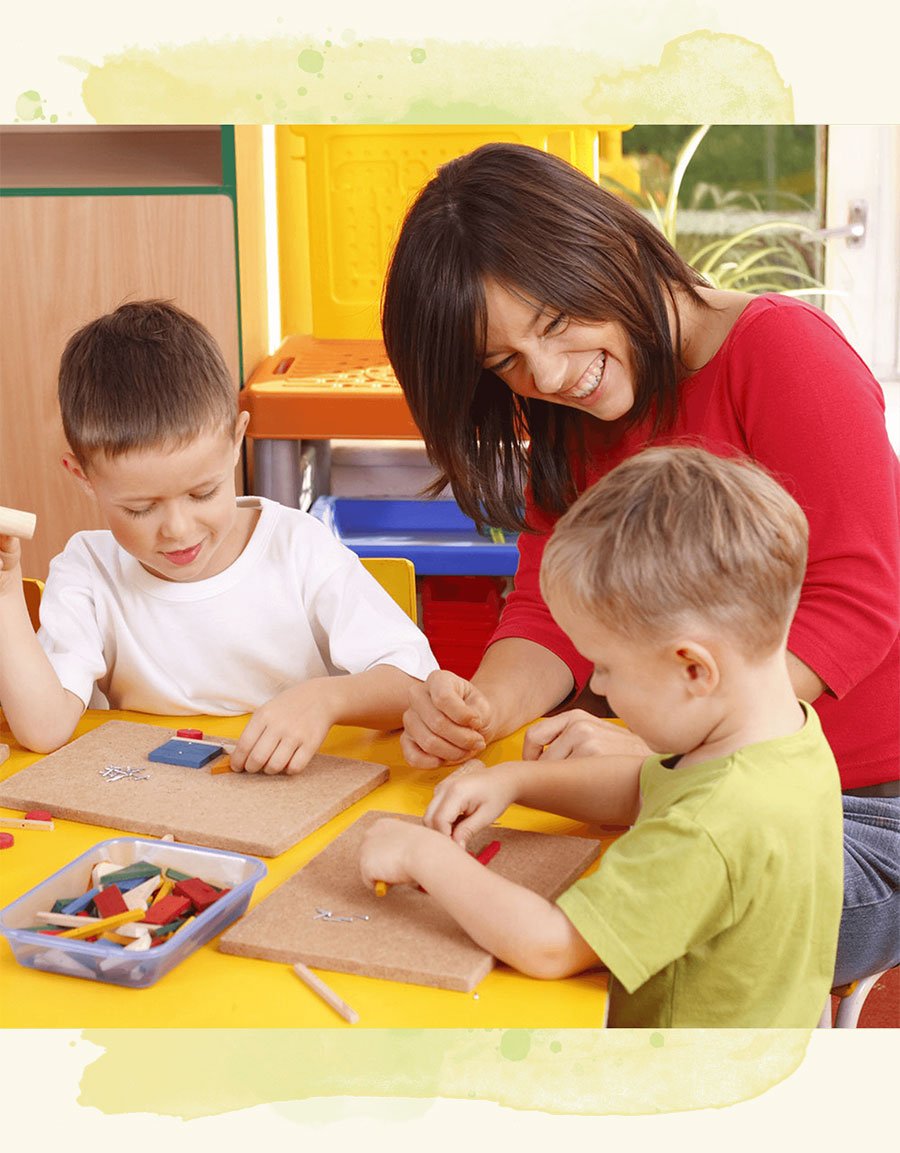 Contact Us Hero Teacher teaching preschool kids
